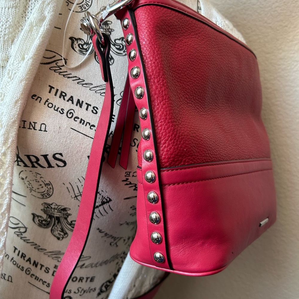 ❤️❤️❤️Rebecca Minkoff Red  Leather Studded Shoulder Bag with the sleeper bag🌺  !